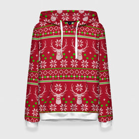 Женская толстовка 3D с принтом Viral sweater в Екатеринбурге, 100% полиэстер  | двухслойный капюшон со шнурком для регулировки, мягкие манжеты на рукавах и по низу толстовки, спереди карман-кенгуру с мягким внутренним слоем. | deer | happy new year | new year | santa | защитный экран | корона | коронавирус | новогодний свитер | новый год | свитер | свитер с маской | свитер с оленями