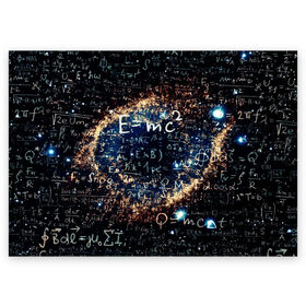 Поздравительная открытка с принтом Формула Вселенной в Екатеринбурге, 100% бумага | плотность бумаги 280 г/м2, матовая, на обратной стороне линовка и место для марки
 | альберт эйнштейн | астрономия | звезды | космос | наука | небо | созвездия | теория большого взрыва | формулы | эйнштейн
