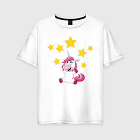 Женская футболка хлопок Oversize с принтом Stars в Екатеринбурге, 100% хлопок | свободный крой, круглый ворот, спущенный рукав, длина до линии бедер
 | арт | графика | единорог | пони | фэнтази