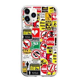 Чехол для iPhone 11 Pro Max матовый с принтом Запрещающие знаки в Екатеринбурге, Силикон |  | danger | sticker bombing | запрещающие знаки | опасность | прикол | стикер бомбинг | череп