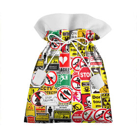 Подарочный 3D мешок с принтом Запрещающие знаки в Екатеринбурге, 100% полиэстер | Размер: 29*39 см | danger | sticker bombing | запрещающие знаки | опасность | прикол | стикер бомбинг | череп