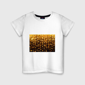 Детская футболка хлопок с принтом ЗОЛОТЫЕ БЛЕСТКИ в Екатеринбурге, 100% хлопок | круглый вырез горловины, полуприлегающий силуэт, длина до линии бедер | gold | pattern | rain | блестки | блестящий | дождь | звезды | золото | красиво | новый год | праздник | снежинки | текстуры