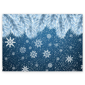 Поздравительная открытка с принтом Снежное Настроенние в Екатеринбурге, 100% бумага | плотность бумаги 280 г/м2, матовая, на обратной стороне линовка и место для марки
 | елочные иголки | новый год | рисунок | снег | снежинки