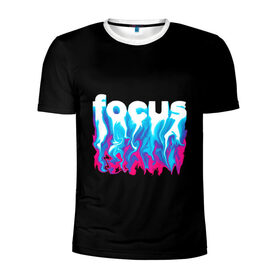 Мужская футболка 3D спортивная с принтом Focus в Екатеринбурге, 100% полиэстер с улучшенными характеристиками | приталенный силуэт, круглая горловина, широкие плечи, сужается к линии бедра | Тематика изображения на принте: абстракция | граффити | кислотный | неон | пламя | фокус
