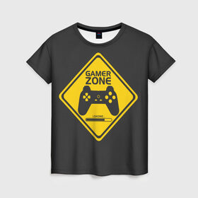 Женская футболка 3D с принтом Gamer zone в Екатеринбурге, 100% полиэфир ( синтетическое хлопкоподобное полотно) | прямой крой, круглый вырез горловины, длина до линии бедер | gamer | джойстик | игрок