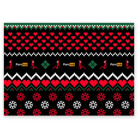 Поздравительная открытка с принтом PORN HUB в Екатеринбурге, 100% бумага | плотность бумаги 280 г/м2, матовая, на обратной стороне линовка и место для марки
 | 2021 | new year | новый 2021 год | новый год | поцелуй меня | с новым годом | свитер | свитер на новый год | сердечки
