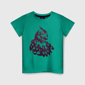 Детская футболка хлопок с принтом Сова в Екатеринбурге, 100% хлопок | круглый вырез горловины, полуприлегающий силуэт, длина до линии бедер | Тематика изображения на принте: бохо | индейцы | кельты | лес | оранжевый | перья | сказка | сова | филин | хиппи