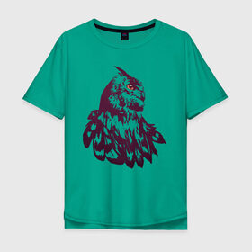 Мужская футболка хлопок Oversize с принтом Сова в Екатеринбурге, 100% хлопок | свободный крой, круглый ворот, “спинка” длиннее передней части | бохо | индейцы | кельты | лес | оранжевый | перья | сказка | сова | филин | хиппи