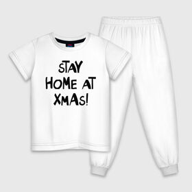 Детская пижама хлопок с принтом stay home at xmas! в Екатеринбурге, 100% хлопок |  брюки и футболка прямого кроя, без карманов, на брюках мягкая резинка на поясе и по низу штанин
 | Тематика изображения на принте: 