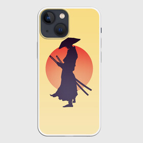 Чехол для iPhone 13 mini с принтом Ронин в Екатеринбурге,  |  | bushido | japan | japanes | katana | ronin | samurai | sword | бусидо | воин | восходящее солнце | катана | кимоно | меч | мечник | рассвет | ронин | самурай | самурайский | силуэт | силуэт воина | солнце | якудза | японец