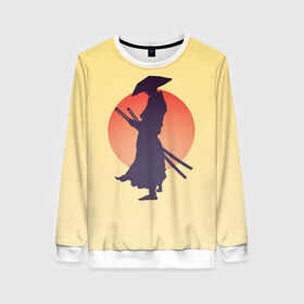 Женский свитшот 3D с принтом Ронин в Екатеринбурге, 100% полиэстер с мягким внутренним слоем | круглый вырез горловины, мягкая резинка на манжетах и поясе, свободная посадка по фигуре | bushido | japan | japanes | katana | ronin | samurai | sword | бусидо | воин | восходящее солнце | катана | кимоно | меч | мечник | рассвет | ронин | самурай | самурайский | силуэт | силуэт воина | солнце | якудза | японец
