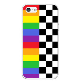 Чехол для iPhone 5/5S матовый с принтом Rainbow в Екатеринбурге, Силикон | Область печати: задняя сторона чехла, без боковых панелей | музыкант | паттерн | полосы | радуга | реп | рэп | текаши | шахматы | шашки