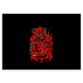 Поздравительная открытка с принтом Death Samurai в Екатеринбурге, 100% бумага | плотность бумаги 280 г/м2, матовая, на обратной стороне линовка и место для марки
 | Тематика изображения на принте: 2077 | art | blood | cyber | cyberpunk | dead | death | demon | japan | mask | ninja | oni | samurai | shadow | shogun | tokyo | warior | арт | воин | война | демон | катана | кибер | киберпанк | кровь | маска | мертвый | ниндзя | путь | самурай