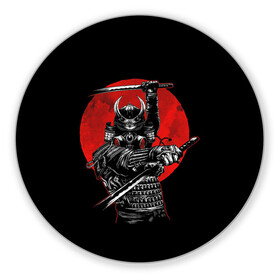 Коврик для мышки круглый с принтом Samurai в Екатеринбурге, резина и полиэстер | круглая форма, изображение наносится на всю лицевую часть | 2077 | art | blood | cyber | cyberpunk | dead | death | demon | japan | mask | ninja | oni | samurai | shadow | shogun | tokyo | warior | арт | воин | война | демон | катана | кибер | киберпанк | кровь | маска | мертвый | ниндзя | путь | самурай