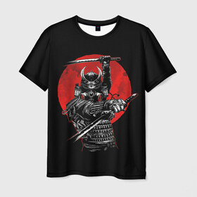 Мужская футболка 3D с принтом Samurai в Екатеринбурге, 100% полиэфир | прямой крой, круглый вырез горловины, длина до линии бедер | 2077 | art | blood | cyber | cyberpunk | dead | death | demon | japan | mask | ninja | oni | samurai | shadow | shogun | tokyo | warior | арт | воин | война | демон | катана | кибер | киберпанк | кровь | маска | мертвый | ниндзя | путь | самурай