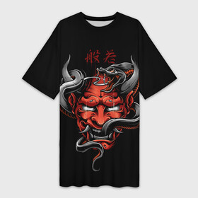 Платье-футболка 3D с принтом Хання в Екатеринбурге,  |  | Тематика изображения на принте: 2077 | art | blood | cyber | cyberpunk | dead | death | demon | japan | mask | ninja | oni | samurai | shadow | shogun | tokyo | warior | арт | воин | война | демон | катана | кибер | киберпанк | кровь | маска | мертвый | ниндзя | путь | самурай