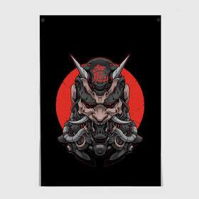 Постер с принтом Cyber Samurai в Екатеринбурге, 100% бумага
 | бумага, плотность 150 мг. Матовая, но за счет высокого коэффициента гладкости имеет небольшой блеск и дает на свету блики, но в отличии от глянцевой бумаги не покрыта лаком | 2077 | art | blood | cyber | cyberpunk | dead | death | demon | japan | mask | ninja | oni | samurai | shadow | shogun | tokyo | warior | арт | воин | война | демон | катана | кибер | киберпанк | кровь | маска | мертвый | ниндзя | путь | самурай