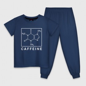 Детская пижама хлопок с принтом Структура Кофеина в Екатеринбурге, 100% хлопок |  брюки и футболка прямого кроя, без карманов, на брюках мягкая резинка на поясе и по низу штанин
 | Тематика изображения на принте: кофе | кофеин | люблю кофе | молекула | химия