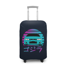 Чехол для чемодана 3D с принтом Skyline R33 в Екатеринбурге, 86% полиэфир, 14% спандекс | двустороннее нанесение принта, прорези для ручек и колес | gtr | jdm | nissan | r33 | skyline | stance | гтр | неон | скайлайн | тюнинг
