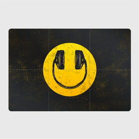 Магнитный плакат 3Х2 с принтом Наушники Смайл в Екатеринбурге, Полимерный материал с магнитным слоем | 6 деталей размером 9*9 см | Тематика изображения на принте: люблю музыку | музыка | наушники | смайл | улыбка | эмодзи