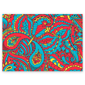 Поздравительная открытка с принтом Цветочный Узор в Екатеринбурге, 100% бумага | плотность бумаги 280 г/м2, матовая, на обратной стороне линовка и место для марки
 | paisley | бабочка | бута | индия | ориентальный | орнамент | цветы