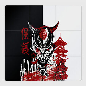 Магнитный плакат 3Х3 с принтом Самурай Samurai в Екатеринбурге, Полимерный материал с магнитным слоем | 9 деталей размером 9*9 см | cyberpunk 2077 | ninja | samurai | киберпанк | маска самурая | путь война | самурай | сёгун | семь самураев | токио | чёрный самурай | японский самурай