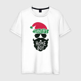Мужская футболка хлопок с принтом Santas Home Boy в Екатеринбурге, 100% хлопок | прямой крой, круглый вырез горловины, длина до линии бедер, слегка спущенное плечо. | 2020 | 2021 | christmas | happy | merry | new year | зима | новогодний | новогодняя | новогодняя маска | новый год | рождественский | рождество | снег