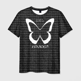 Мужская футболка 3D с принтом butterfly в Екатеринбурге, 100% полиэфир | прямой крой, круглый вырез горловины, длина до линии бедер | аниме | бабочка | иероглифы
