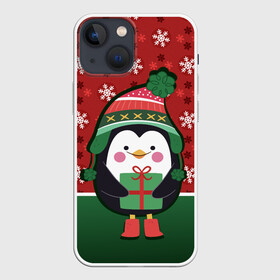 Чехол для iPhone 13 mini с принтом Пингвин. Новый год в Екатеринбурге,  |  | зима | новый год | паттерн | пингвин | подарок | праздник | снежинки
