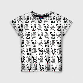 Детская футболка 3D с принтом Кот + Мышь Черный + Белый в Екатеринбурге, 100% гипоаллергенный полиэфир | прямой крой, круглый вырез горловины, длина до линии бедер, чуть спущенное плечо, ткань немного тянется | животные | кот | котик | мышка | мышь