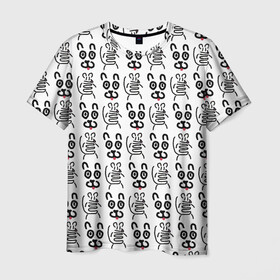 Мужская футболка 3D с принтом Кот + Мышь Черный + Белый в Екатеринбурге, 100% полиэфир | прямой крой, круглый вырез горловины, длина до линии бедер | животные | кот | котик | мышка | мышь