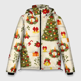 Мужская зимняя куртка 3D с принтом С Новым Годом в Екатеринбурге, верх — 100% полиэстер; подкладка — 100% полиэстер; утеплитель — 100% полиэстер | длина ниже бедра, свободный силуэт Оверсайз. Есть воротник-стойка, отстегивающийся капюшон и ветрозащитная планка. 

Боковые карманы с листочкой на кнопках и внутренний карман на молнии. | 2020 | 2021 | christmas | new year | бык | год быка | дед мороз | елка | зима | новый год | подарки | праздник | рождество | с новым годом | санта | свитер | снег | снежинки