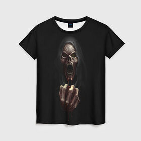Женская футболка 3D с принтом Древний Вампир в Екатеринбурге, 100% полиэфир ( синтетическое хлопкоподобное полотно) | прямой крой, круглый вырез горловины, длина до линии бедер | 666 | blood | dracula | horror | inside | scream | vampire | вампир | внутри | дракула | древний | крик | кровь | ужасы | хоррор