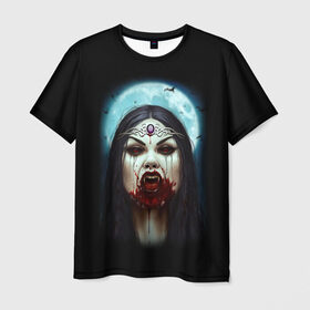 Мужская футболка 3D с принтом Королева Вампиров в Екатеринбурге, 100% полиэфир | прямой крой, круглый вырез горловины, длина до линии бедер | Тематика изображения на принте: 666 | blood | dracula | horror | inside | queen | scream | vampire | вампир | внутри | дракула | древний | королева | крик | кровь | луна | полнолуние | ужасы | хоррор