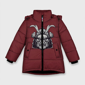 Зимняя куртка для девочек 3D с принтом Samurai в Екатеринбурге, ткань верха — 100% полиэстер; подклад — 100% полиэстер, утеплитель — 100% полиэстер. | длина ниже бедра, удлиненная спинка, воротник стойка и отстегивающийся капюшон. Есть боковые карманы с листочкой на кнопках, утяжки по низу изделия и внутренний карман на молнии. 

Предусмотрены светоотражающий принт на спинке, радужный светоотражающий элемент на пуллере молнии и на резинке для утяжки. | Тематика изображения на принте: cyberpank | ninja | oni | samurai | shadow | демон | киберпанк | маска самурая | нет рая для самурая | ниндзя | путь война | самурай | сёгун | тень | харакири | японский самурай