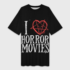 Платье-футболка 3D с принтом I Love Horror Movies в Екатеринбурге,  |  | 666 | blood | dracula | horror | i | inside | love | movies | pentagram | scream | vampire | вампир | внутри | дракула | древний | крик | кровь | люблю | пентаграмма | ужасы | фильмы | хоррор | я