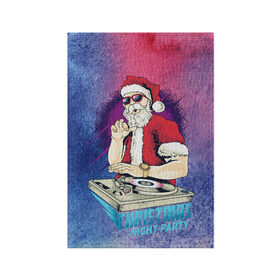 Обложка для паспорта матовая кожа с принтом Christmas night party в Екатеринбурге, натуральная матовая кожа | размер 19,3 х 13,7 см; прозрачные пластиковые крепления | Тематика изображения на принте: new year | арт | графика | дед мороз | зима | новый год | рождество | санта