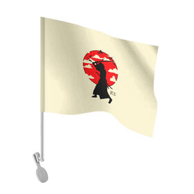 Флаг для автомобиля с принтом Japan samurai в Екатеринбурге, 100% полиэстер | Размер: 30*21 см | boy | japan style | japanese aesthetics | ninja | samurai | воин | иероглифы | катана | красная луна | меч | ниндзя | рыцарь | самурай | солдат | харакири | черный самурай | япония | японская анимация | японская эстетика