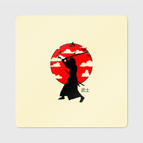 Магнит виниловый Квадрат с принтом Japan samurai в Екатеринбурге, полимерный материал с магнитным слоем | размер 9*9 см, закругленные углы | boy | japan style | japanese aesthetics | ninja | samurai | воин | иероглифы | катана | красная луна | меч | ниндзя | рыцарь | самурай | солдат | харакири | черный самурай | япония | японская анимация | японская эстетика
