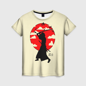 Женская футболка 3D с принтом Japan samurai в Екатеринбурге, 100% полиэфир ( синтетическое хлопкоподобное полотно) | прямой крой, круглый вырез горловины, длина до линии бедер | boy | japan style | japanese aesthetics | ninja | samurai | воин | иероглифы | катана | красная луна | меч | ниндзя | рыцарь | самурай | солдат | харакири | черный самурай | япония | японская анимация | японская эстетика