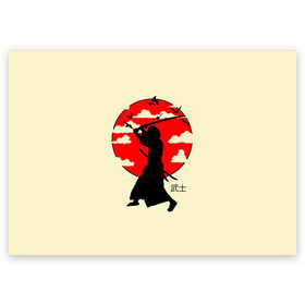 Поздравительная открытка с принтом Japan samurai в Екатеринбурге, 100% бумага | плотность бумаги 280 г/м2, матовая, на обратной стороне линовка и место для марки
 | boy | japan style | japanese aesthetics | ninja | samurai | воин | иероглифы | катана | красная луна | меч | ниндзя | рыцарь | самурай | солдат | харакири | черный самурай | япония | японская анимация | японская эстетика