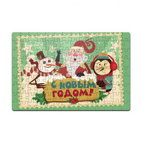 Пазл магнитный 126 элементов с принтом С новым годом - Дед Мороз в Екатеринбурге, полимерный материал с магнитным слоем | 126 деталей, размер изделия —  180*270 мм | christmas | new year | santa | spirit | toys | winter | дед мороз | дедушка | зима | игрушки | клаус | новогоднее | новогодняя | новый год 2021 | пингвин | пингвинчик | праздник | рождественский дух | санта | символ | символы