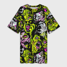 Платье-футболка 3D с принтом ЗОМБИ в Екатеринбурге,  |  | 666 | alien | bloody | creep | evil dead | scream | ведьма | восставший из ада | герои ужаса | демон | звонок | зловещие мертвецы.