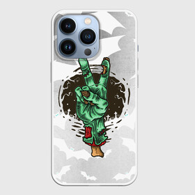 Чехол для iPhone 13 Pro с принтом Zombie peace hand в Екатеринбурге,  |  | creepy | dead | evil | halloween | hand | zombie | зомби | кости | мертвец | рука | скелет | ужас | ужасы | хоррор | хоррор мерч | хэллоуин