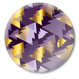 Значок с принтом Бумажные Ёлочки в Екатеринбурге,  металл | круглая форма, металлическая застежка в виде булавки | Тематика изображения на принте: 