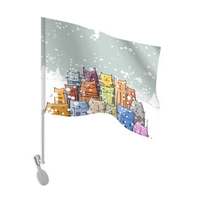 Флаг для автомобиля с принтом Котики в Екатеринбурге, 100% полиэстер | Размер: 30*21 см | 2020 | background | holiday | new year | rat | гирлянда | елка | елочки | зима | новый год | праздник | рождество | синий | снег | снежинки | текстура | фон