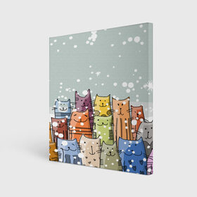 Холст квадратный с принтом Котики в Екатеринбурге, 100% ПВХ |  | 2020 | background | holiday | new year | rat | гирлянда | елка | елочки | зима | новый год | праздник | рождество | синий | снег | снежинки | текстура | фон