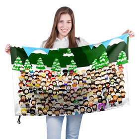 Флаг 3D с принтом Южный Парк / South Park . в Екатеринбурге, 100% полиэстер | плотность ткани — 95 г/м2, размер — 67 х 109 см. Принт наносится с одной стороны | south park | ubisoft | woodland critter christmas | кенни | мультсериал | стэн | южный парк