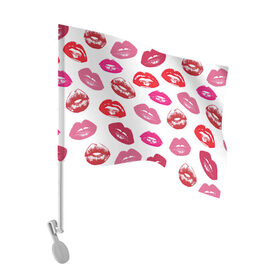 Флаг для автомобиля с принтом Губы в Екатеринбурге, 100% полиэстер | Размер: 30*21 см | арт | бардовый | губы | косметика | красный | помада | поцелуи | поцелуй | рисунок | розовый
