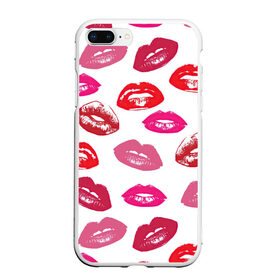 Чехол для iPhone 7Plus/8 Plus матовый с принтом Губы в Екатеринбурге, Силикон | Область печати: задняя сторона чехла, без боковых панелей | арт | бардовый | губы | косметика | красный | помада | поцелуи | поцелуй | рисунок | розовый